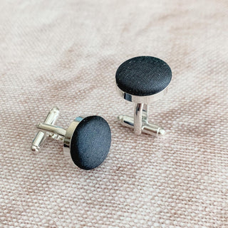 Grey Pure Silk Covered Cufflinks