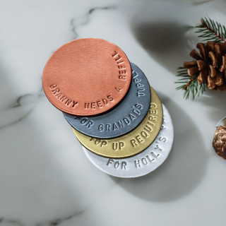 Christmas Metallic Hand Stamped Leather Coasters