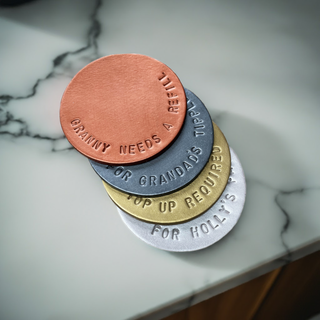 Christmas Metallic Hand Stamped Leather Coasters