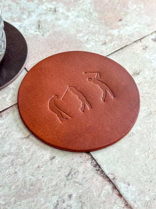 Gift for Golfers, leather coaster golf gift. Perfect Father's Day gift and golf gift for Grandpa.