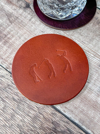 Gift for Golfers, leather coaster golf gift. Perfect Father's Day gift and golf gift for Grandpa.