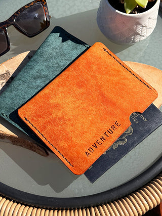 Handmade Italian Pueblo Leather Passport Cover. Personalised and Stamped by Hand for Unique Travel Style